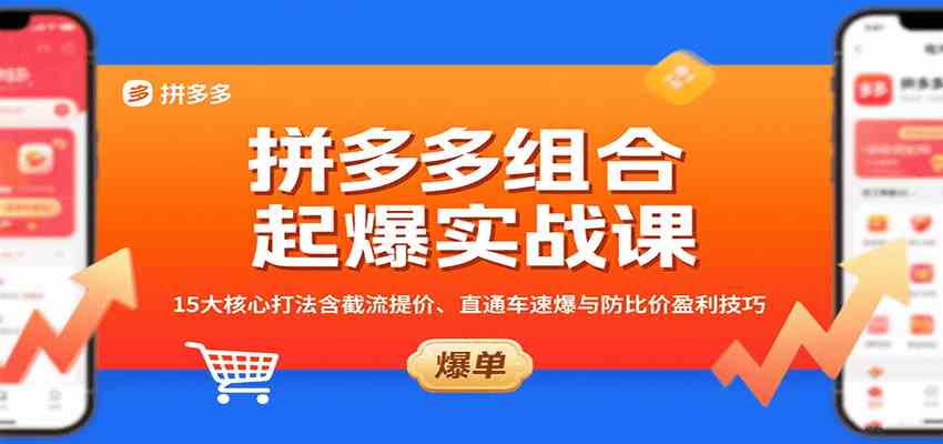 拼多多组合起爆实战课：15大核心打法含截流提价、直通车速爆与防比价盈利技巧-航海圈