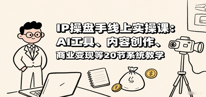 IP操盘手线上实操课：AI工具、内容创作、商业变现等20节系统教学-航海圈
