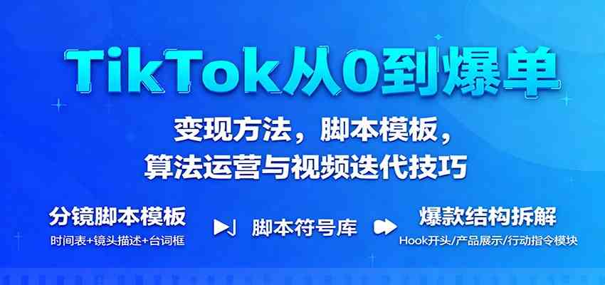 TikTok从0到爆单：变现方法，脚本模板，算法运营与视频迭代技巧-航海圈