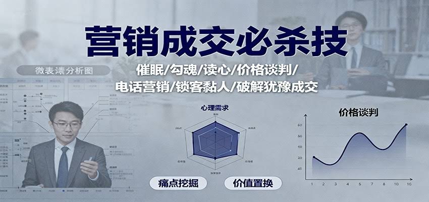 营销成交必杀技：催眠/勾魂/读心/价格谈判/电话营销/锁客黏人/破解犹豫成交-航海圈