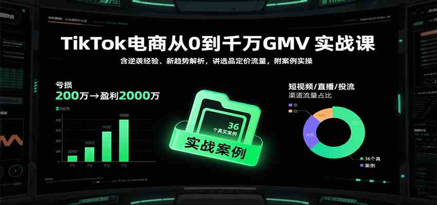 TikTok电商从0到千万GMV实战课，含逆袭经验、新趋势解析，讲选品定价流量等（更新）-航海圈