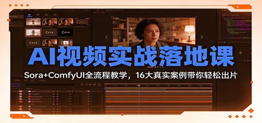 AI视频实战落地课：Sora+ComfyUI全流程教学，16大真实案例带你轻松出片-航海圈