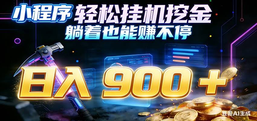 小程序挂机挖金，自动赚金币换现金，多号并行日入900+，轻松搞副业-航海圈