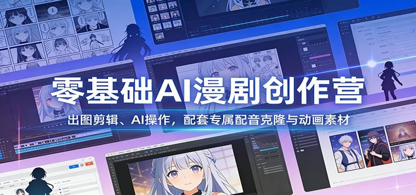 零基础AI漫剧创作营：出图剪辑、AI操作，配套专属配音克隆与动画素材-航海圈
