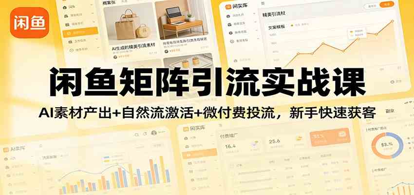 闲鱼矩阵引流实战课：AI素材产出+自然流激活+微付费投流，新手快速获客-航海圈