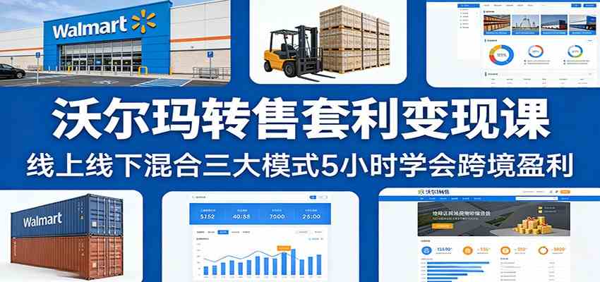 沃尔玛转售套利变现课：线上线下混合三大模式5小时学会跨境盈利-航海圈