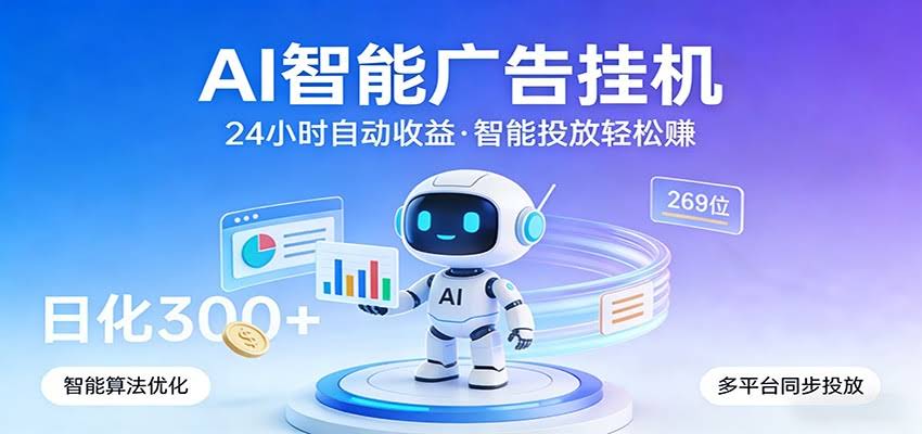 AI智能广告挂机，24小时自动赚收益，正规广告联盟渠道，实现稳定曝光与收益结算-航海圈