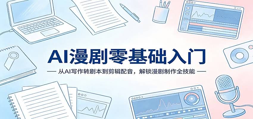 AI漫剧零基础入门：从AI写作转剧本到剪辑配音，解锁漫剧制作全技能-航海圈
