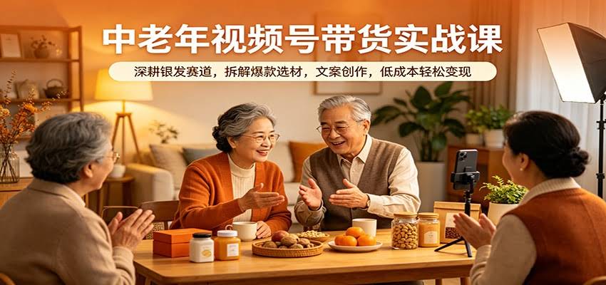 中老年视频号带货实战课：深耕银发赛道，拆解爆款选材，文案创作，低成本轻松变现-航海圈