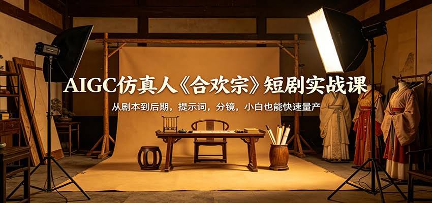AIGC仿真人《合欢宗》短剧实战课：从剧本到后期，提示词，分镜，小白也能快速量产-航海圈