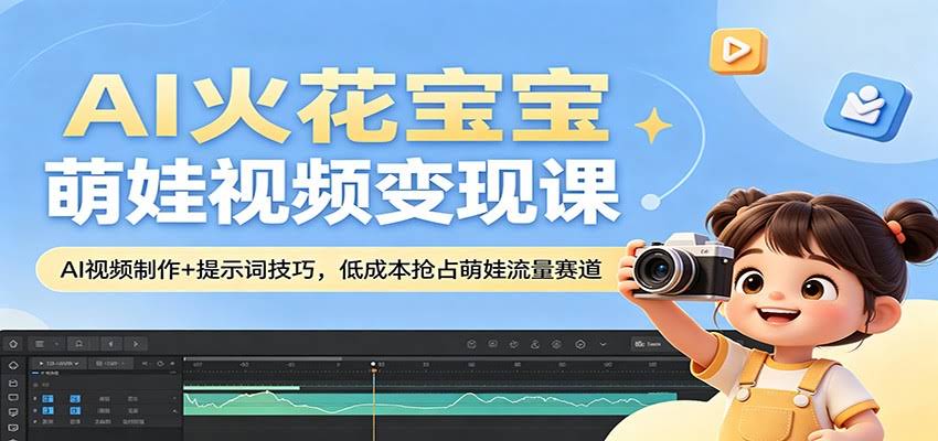 AI火花宝宝萌娃视频变现课：AI视频制作+提示词技巧，低成本抢占萌娃流量赛道-航海圈