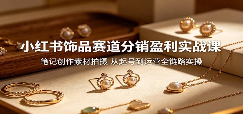 小红书饰品赛道分销盈利实战课：笔记创作素材拍摄，从起号到运营全链路实操-航海圈
