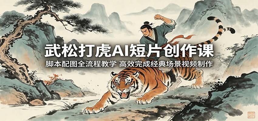武松打虎AI短片创作课：脚本配图全流程教学，高效完成经典场景视频制作-航海圈