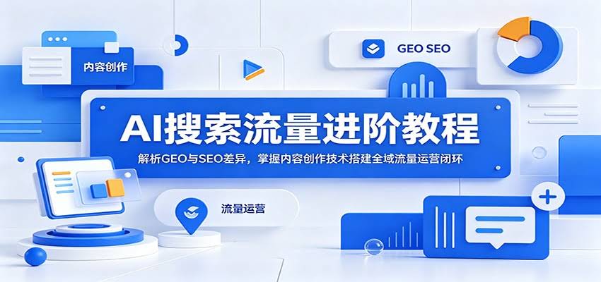 AI搜索流量进阶教程：解析GEO与SEO差异，掌握内容创作技术搭建全域流量运营闭环-航海圈