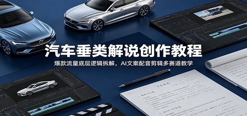 汽车垂类解说创作教程：爆款流量底层逻辑拆解，AI文案配音剪辑多赛道教学-航海圈