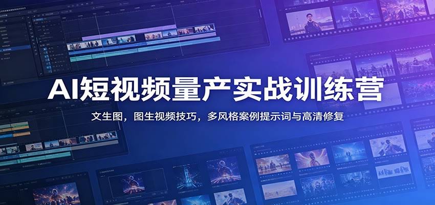 AI短视频量产实战训练营：文生图，图生视频技巧，多风格案例提示词与高清修复-航海圈
