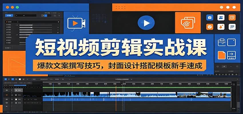 短视频剪辑实战课：爆款文案撰写技巧，封面设计搭配模板新手速成-航海圈