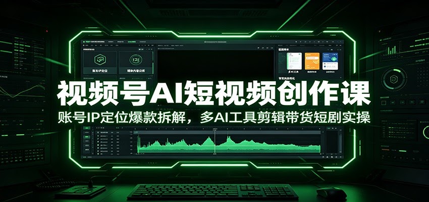视频号AI短视频创作课：账号IP定位爆款拆解，多AI工具剪辑带货短剧实操-航海圈