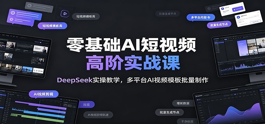 零基础AI短视频高阶实战课：DeepSeek实操教学，多平台AI视频模板批量制作-航海圈