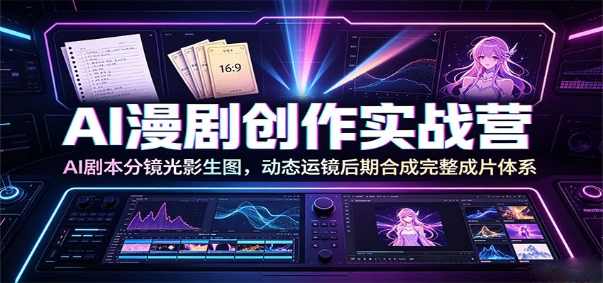 AI漫剧创作实战营：AI剧本分镜光影生图，动态运镜后期合成完整成片体系-航海圈