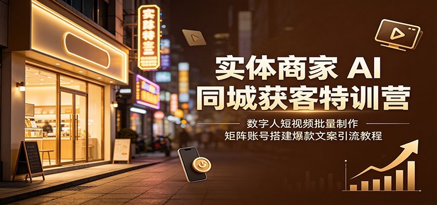 实体商家AI同城获客特训营：数字人短视频批量制作，矩阵账号搭建爆款文案引流教程-航海圈