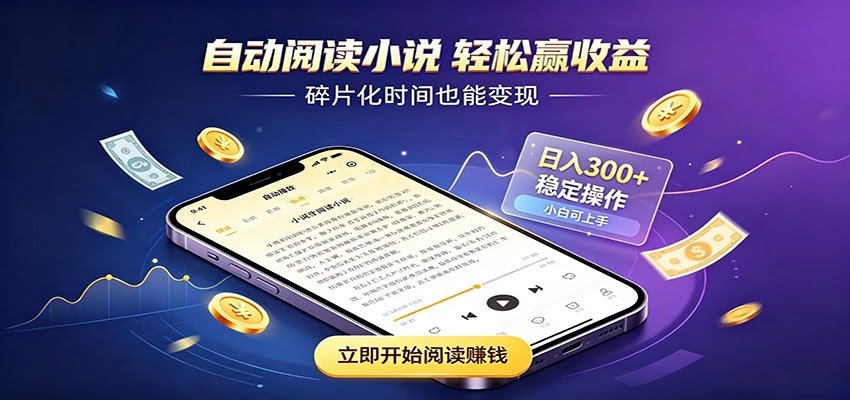 挂机看小说，全程自动运行不费精力，每日稳定赚三百-航海圈