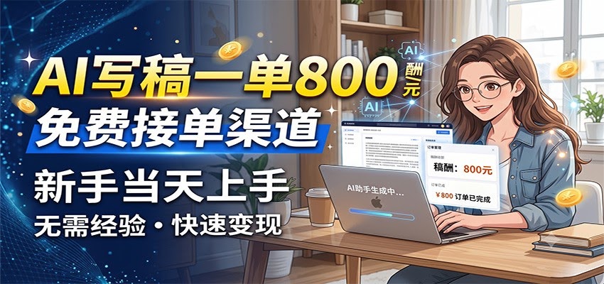 AI写稿一单800，免费接单渠道，一单一结几十到上千，新手当天上手-航海圈