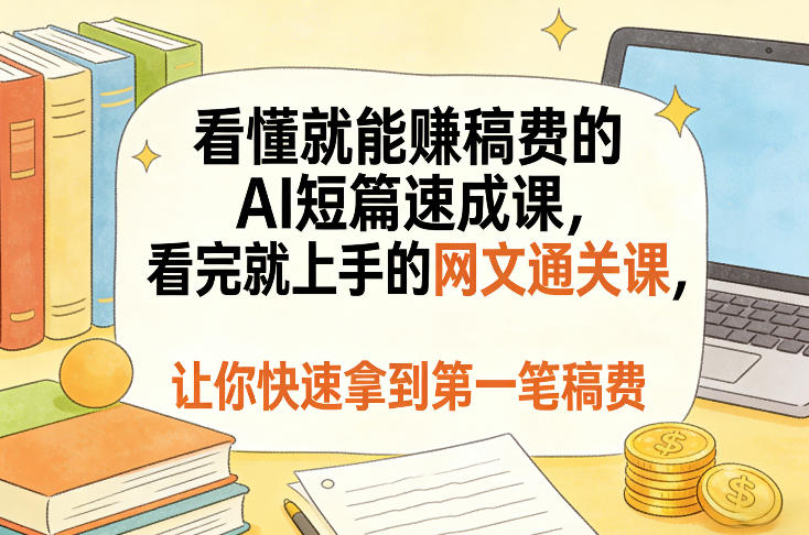看懂就能賺稿费的AI短篇速成课，看完就上手的网文通关课，让你快速拿到第一笔稿费（更新8月）-航海圈