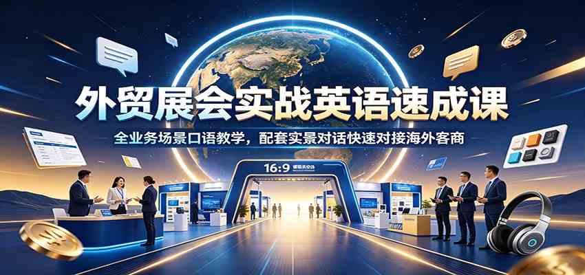 外贸展会实战英语速成课：全业务场景口语教学，配套实景对话快速对接海外客商-航海圈
