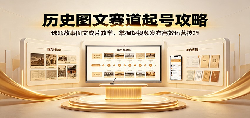 历史图文赛道起号攻略：选题故事图文成片教学，掌握短视频发布高效运营技巧-航海圈