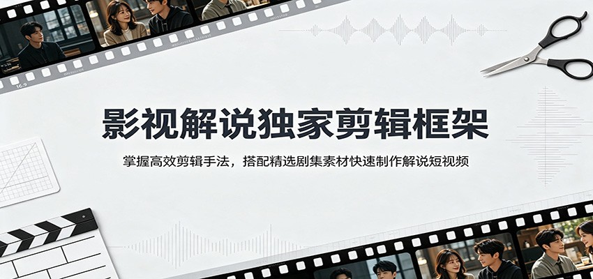 影视解说独家剪辑框架：掌握高效剪辑手法，搭配精选剧集素材快速制作解说短视频-航海圈