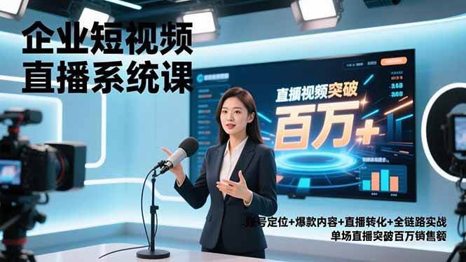 (16878期)企业短视频直播系统课,账号定位+爆款内容+直播转化+全链路实战,单场直播突破百万销售额-航海圈