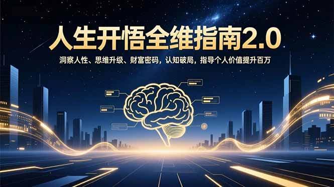 （16898期）人生开悟全维指南2.0：洞察人性、思维升级、财富密码，认知破局，指导个人价值提升百万-航海圈
