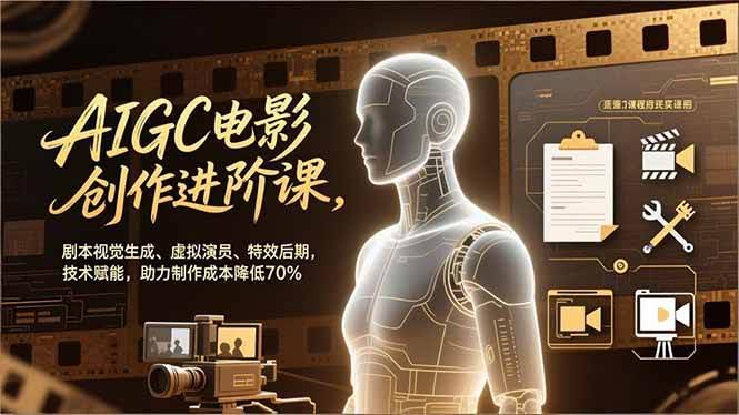 (16939期)AIGC电影创作进阶课,剧本视觉生成、虚拟演员、特效后期,技术赋能,助力制作成本降低70%-航海圈