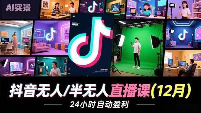 (16965期)抖音无人/半无人直播课(12月),AI实景、数字人、绿幕、多种玩法、24小时自动盈利-航海圈