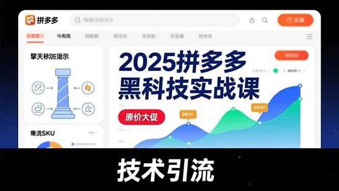 (16977期)2025拼多多黑科技实战课,擎天柱玩法、爆流SKU、原价大促,技术引流,单店日销轻松破千单-航海圈