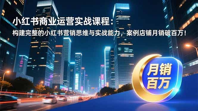 (16986期)小红书商业运营实战课程:构建完整的小红书营销思维与实战能力,案例店铺月销破百万!-航海圈