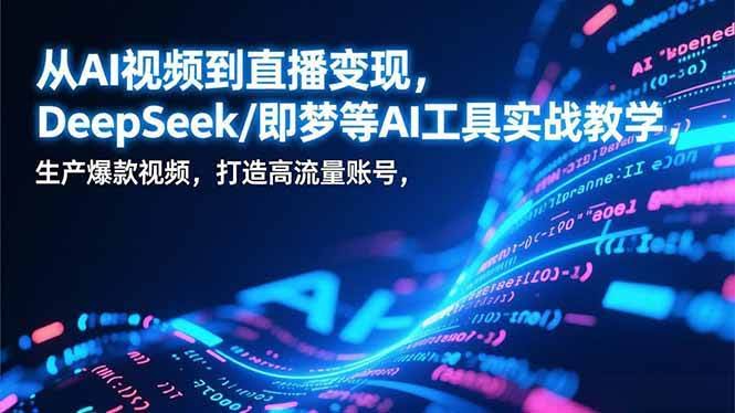 (17001期)从AI视频到直播变现,DeepSeek/即梦等AI工具实战教学,生产爆款视频,打造高流量账号-航海圈
