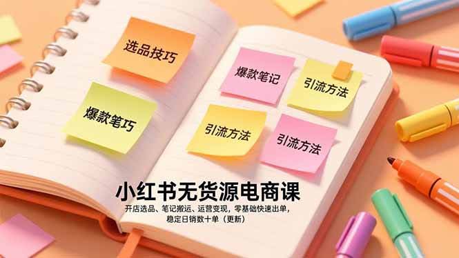 (17018期)小红书无货源电商课,开店选品、笔记搬运、运营变现,零基础快速出单,稳定日销数十单(更新)-航海圈