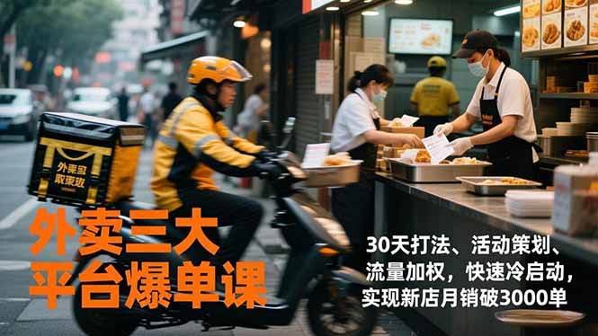 (17019期)外卖三大平台爆单课,30天打法、活动策划、流量加权,快速冷启动,实现新店月销破3000单-航海圈