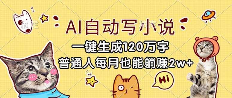 (17025期)AI自动写小说,一键生成120万字,普通人每月也能躺赚2w+-航海圈