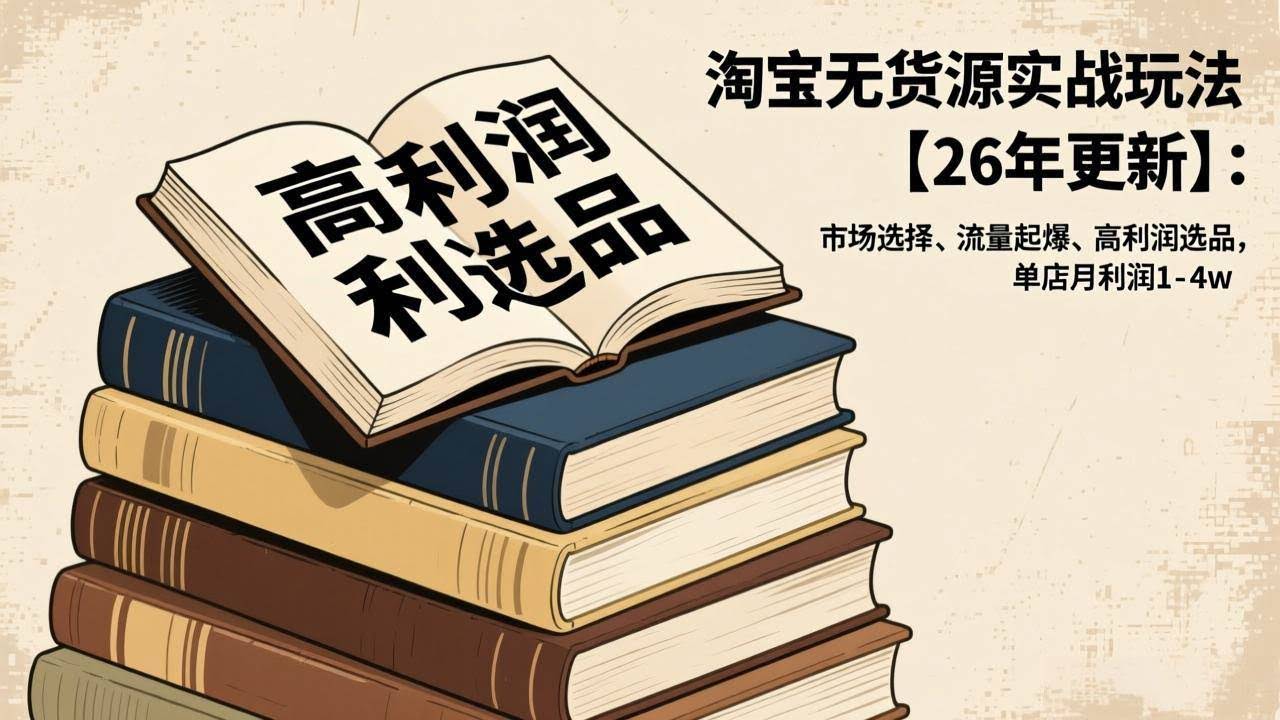 (17046期)淘宝无货源实战玩法【26年更新】:市场选择、流量起爆、高利润选品,单店月利润1-4w-航海圈