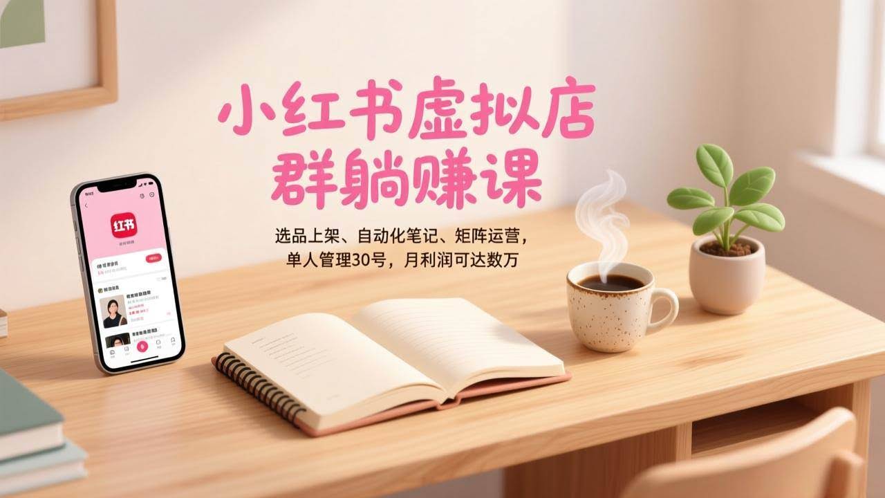(17072期)小红书虚拟店群躺赚课,选品上架、自动化笔记、矩阵运营,单人管理30号,月利润可达数万-航海圈
