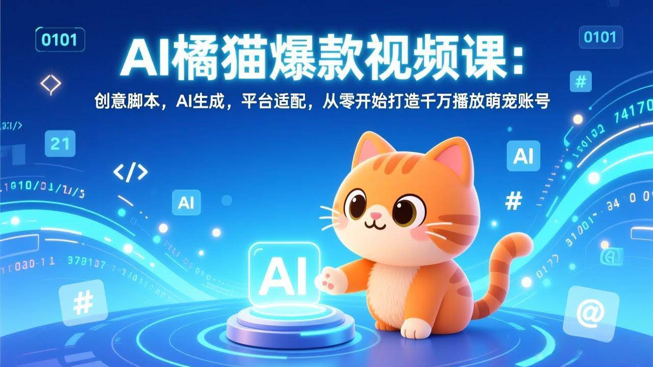 (17091期)AI橘猫爆款视频课:创意脚本,AI生成,平台适配,从零开始打造千万播放萌宠账号-航海圈