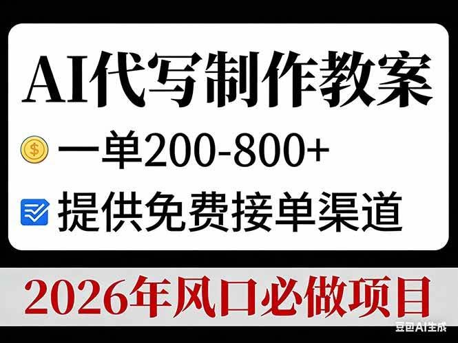 (17096期)AI代写制作教案,一单200-800+,提供免费接单渠道,2026年风口必做项目-航海圈