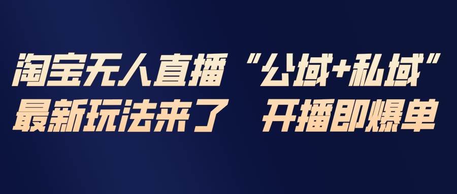 (17098期)淘宝无人直播最新玩法,包含私域和公域两种玩法-航海圈