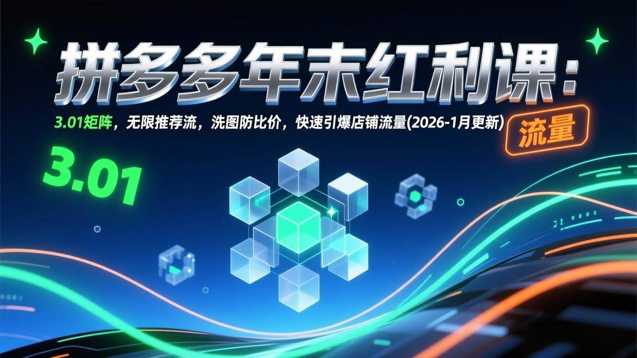 (17100期)拼多多年末红利课:3.01矩阵,无限推荐流,洗图防比价,快速引爆店铺流量(2026-1月更新)-航海圈