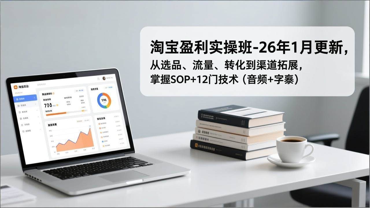(17105期)淘宝盈利实操班-26年1月更新,从选品、流量、转化到渠道拓展,掌握SOP+12门技术(音频+字幕)-航海圈