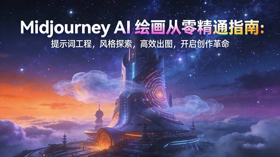 (17118期)Midjourney AI绘画从零精通指南:提示词工程,风格探索,高效出图,开启创作革命-航海圈