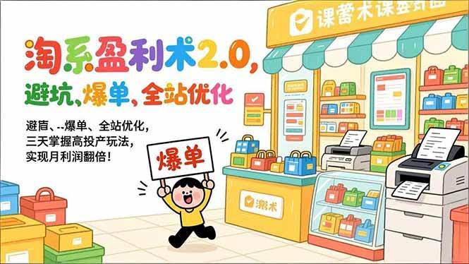 (17127期)淘系盈利术2.0,避坑、爆单、全站优化,三天掌握高投产玩法,实现月利润翻倍!-航海圈
